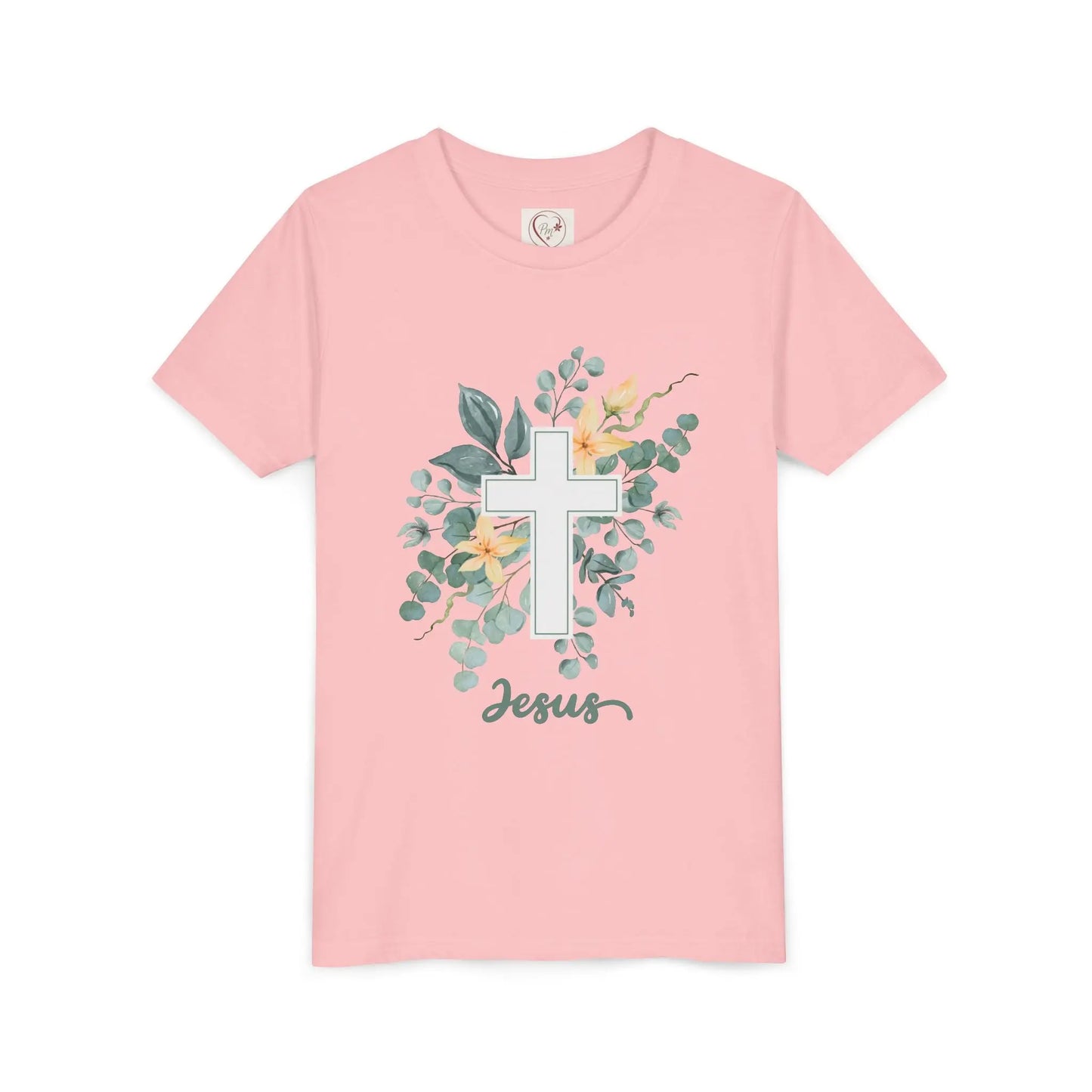 Soft cotton youth tee with watercolor cross, eucalyptus, and blossoms. Perfect for Easter, church, and faith-based celebrations. Sizes S-XL.
Pink