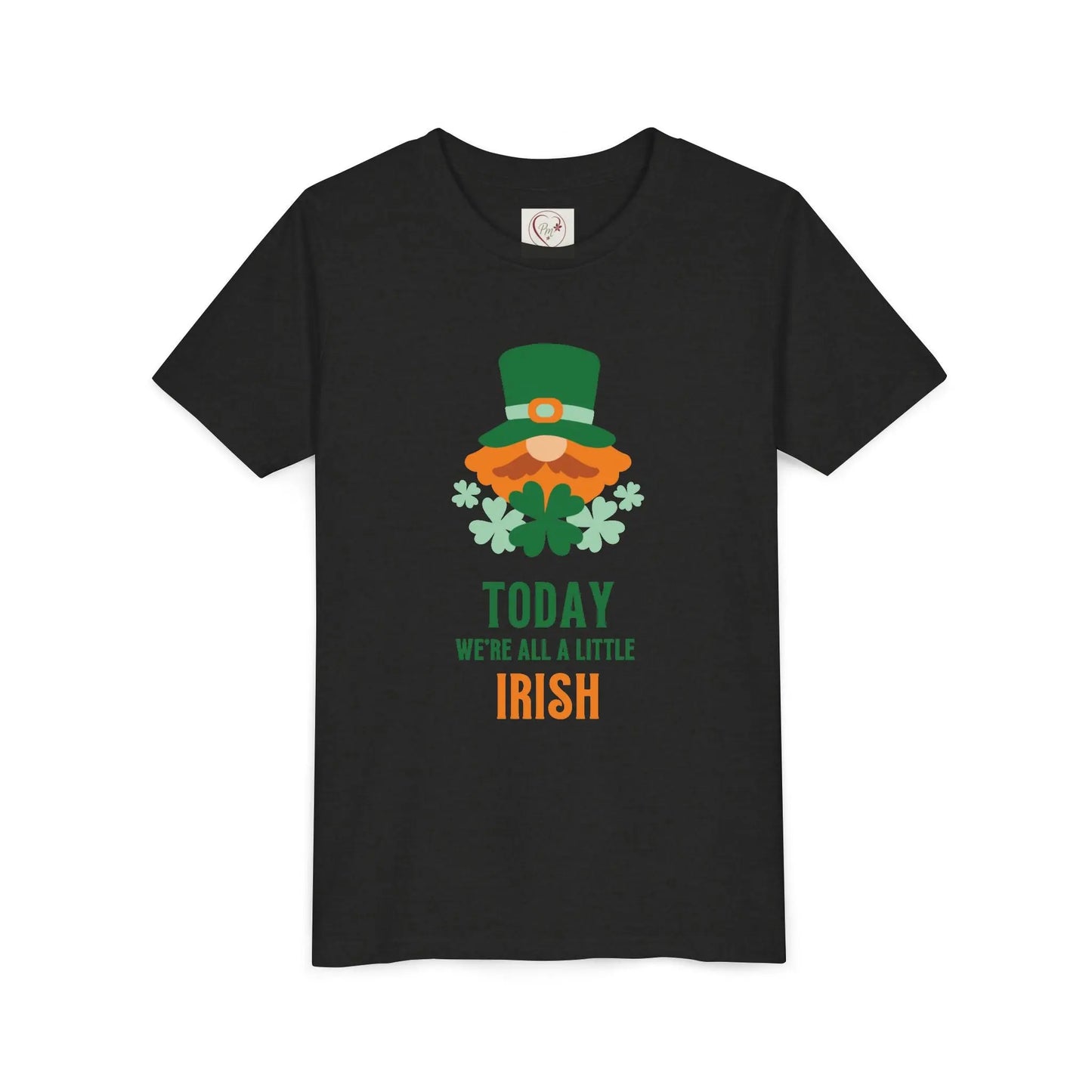 Soft cotton youth tee with cheerful leprechaun and Today We're All a Little Irish message. Perfect for St. Patrick's Day celebrations. Sizes S-XL.
Black Heather