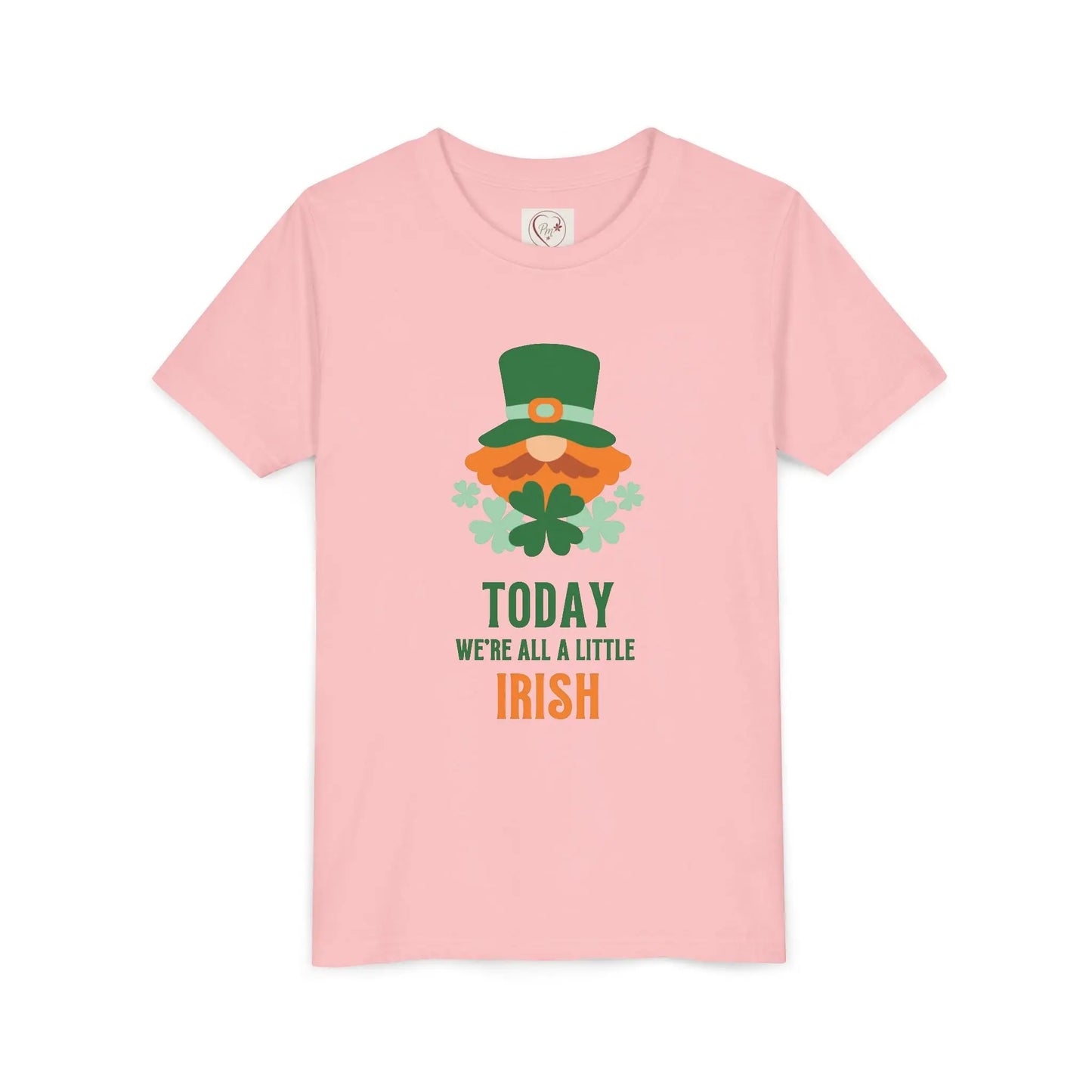 Soft cotton youth tee with cheerful leprechaun and Today We're All a Little Irish message. Perfect for St. Patrick's Day celebrations. Sizes S-XL.
Pink