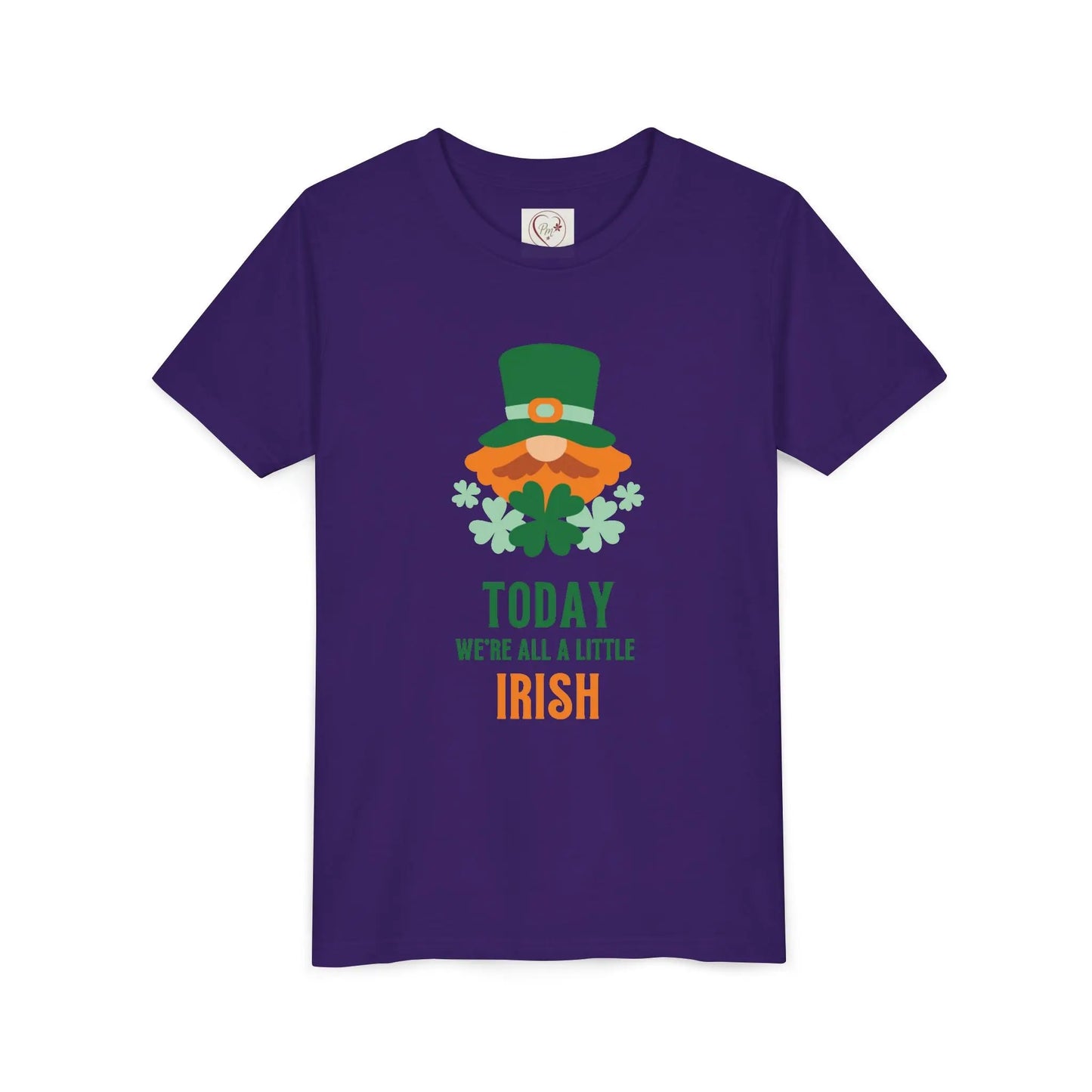 Soft cotton youth tee with cheerful leprechaun and Today We're All a Little Irish message. Perfect for St. Patrick's Day celebrations. Sizes S-XL.
Team Purple