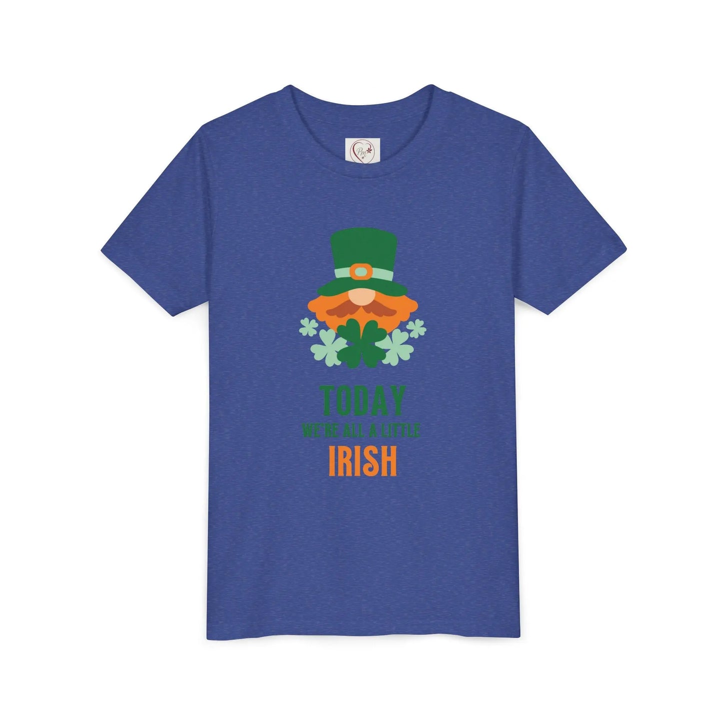 Soft cotton youth tee with cheerful leprechaun and Today We're All a Little Irish message. Perfect for St. Patrick's Day celebrations. Sizes S-XL.
True Royal